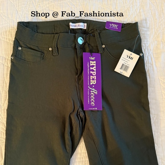 Olive green fleece lined Jeggings - Picture 7 of 10